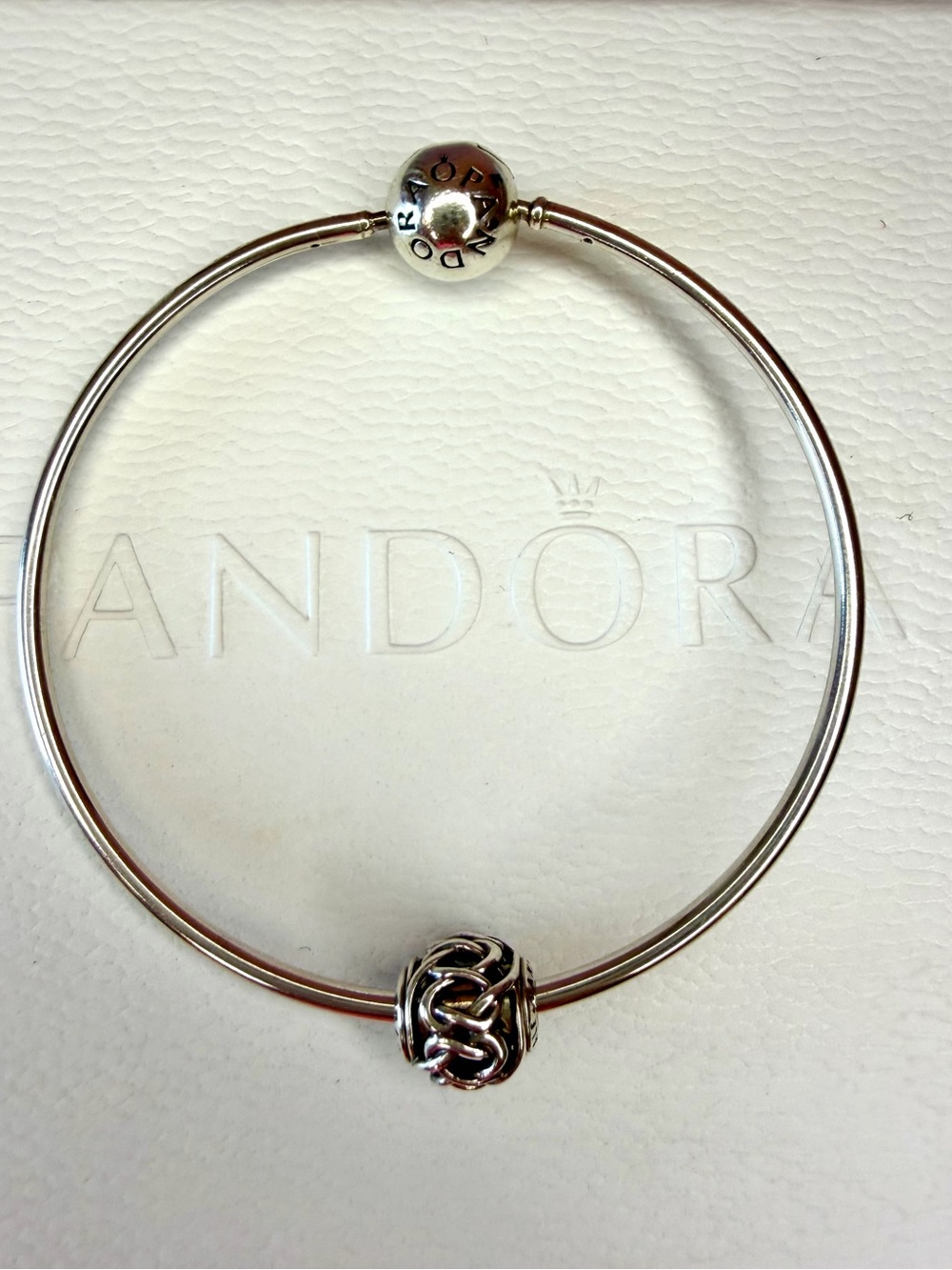 Pandora Essence Collection Silver Knot Bead and Bangle Bracelet